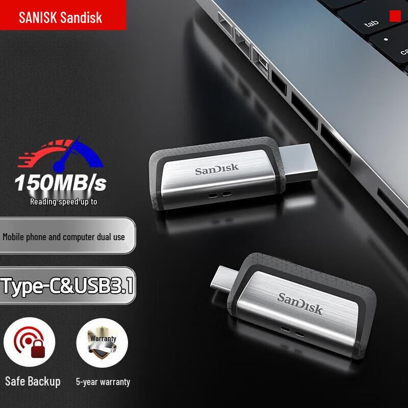 SanDisk 128GB Type-C USB 3.1 Dual-Interface Flash Drive