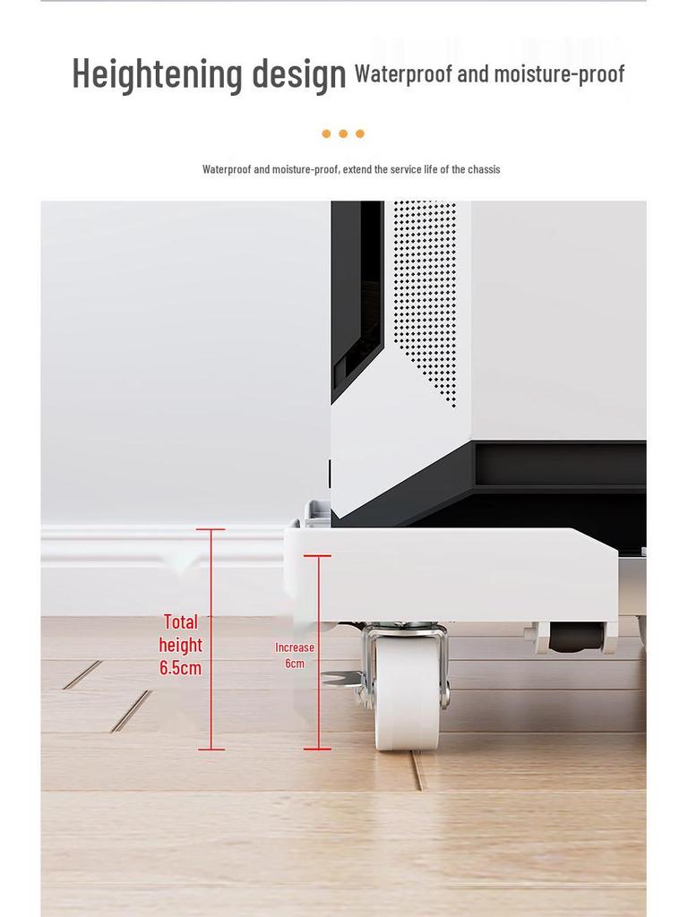 Adjustable Mobile Desktop PC Stand with Wheels and Heightened Bracket