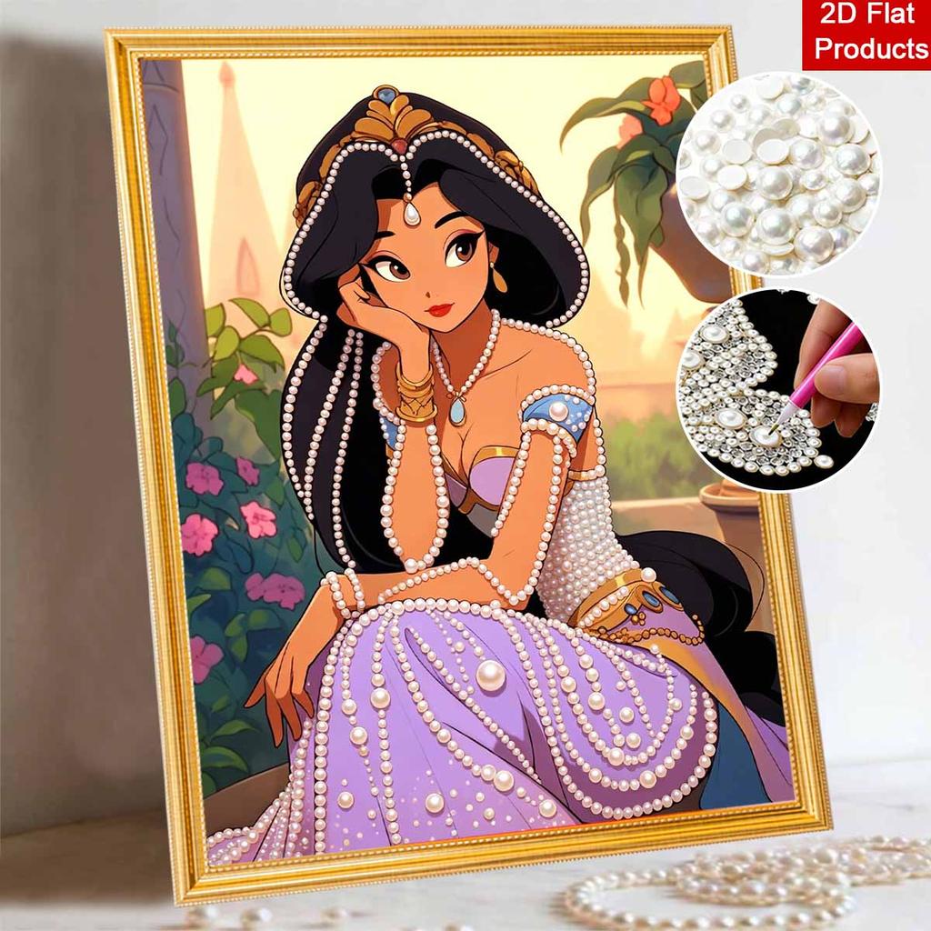 Disney Pearl Painting Jasmine Art Painting Wall Suitable for Home Office Decoration Handmade Gifts Elegant Pearl Decor