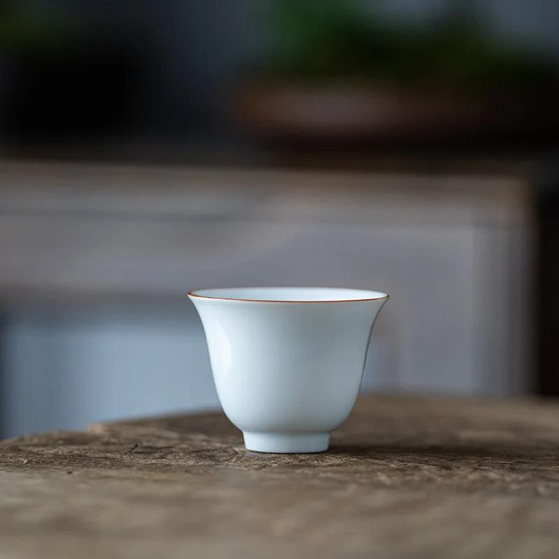 Thin Tire Kung Fu Tea Cup Ceramic Whiteware Single Cup Ceramic Teacup Master Cup Tea Set Small Tea Bowl Ceramic Teacups