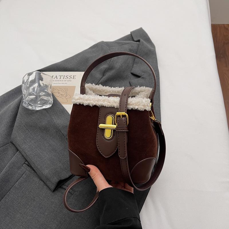 Сумка для работы, Женская сумка, Изысканная сумка-ведро, Повседневная ретро-сумка without pendant кофейный