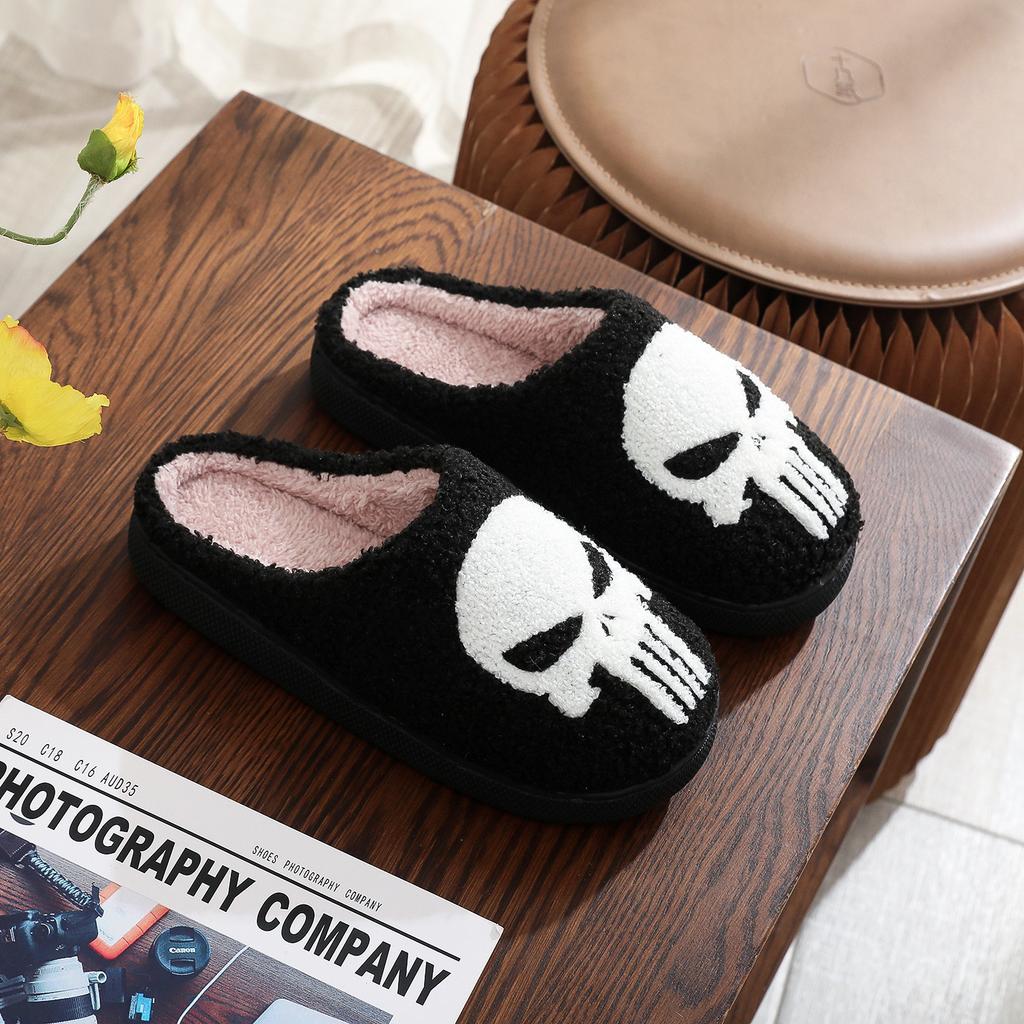 Fashion House Fuzzy Slipper Men Male Ghost Face Blue Evil Eye Home Shoes Plush Winter Warm Indoor Floor Non Slip Women Female Halloween
