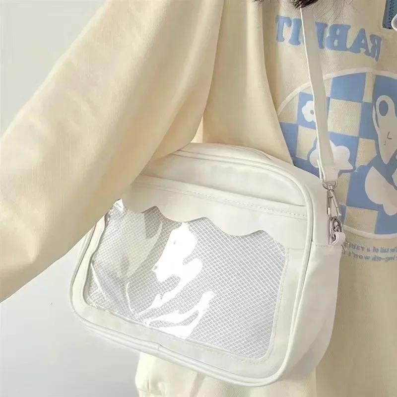 

Large Capacity Single Shoulder Bag PU Transparent Pocket Crossbody Bag Multifunctional Handbag Women s Bag One size