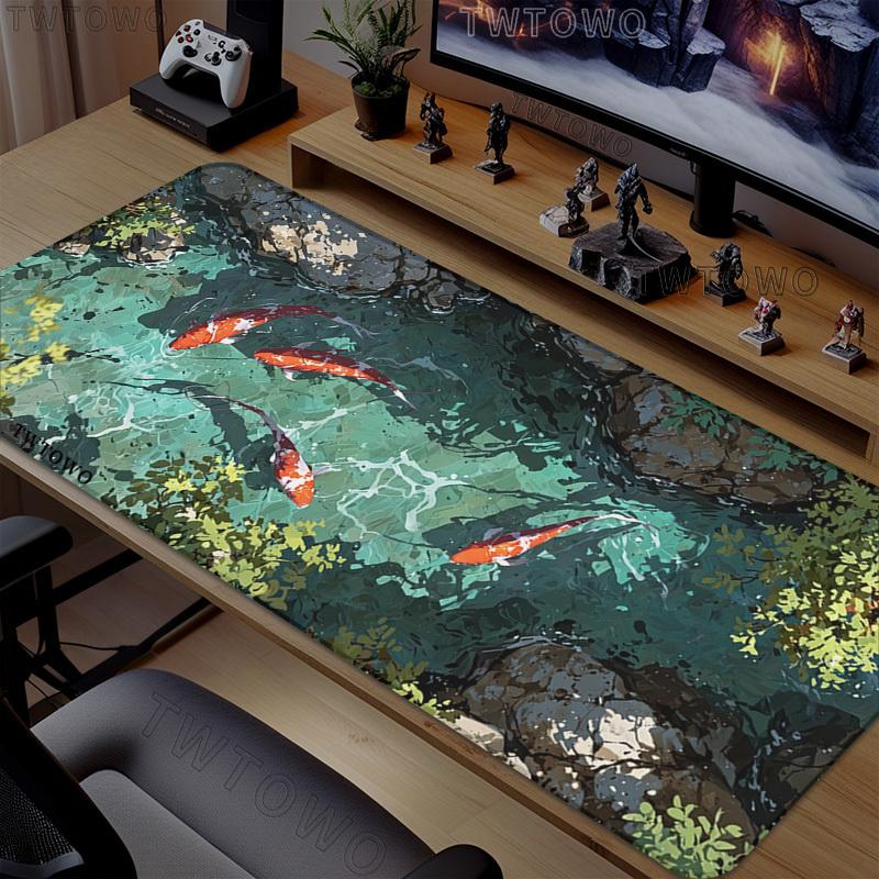 Chinese Style Koi Mouse Pad Gamer printon demand Custom New Large Mousepad XXL Mouse Mat Office Soft Computer Mouse Mats