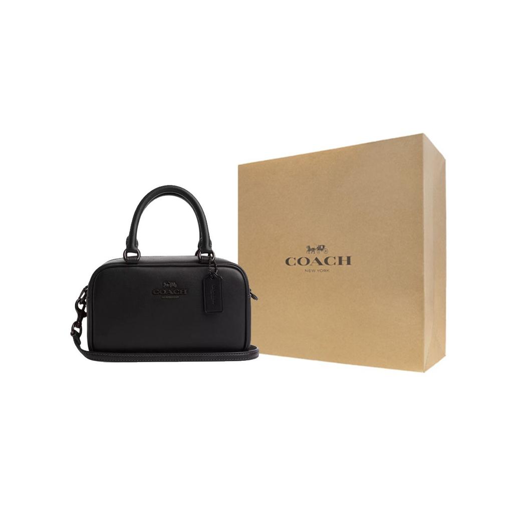 Coach Umhängetasche 19 Buchstaben-Logo Leder Bowlingtasche Damen Handtaschen Schwarz CT776-JIBLK