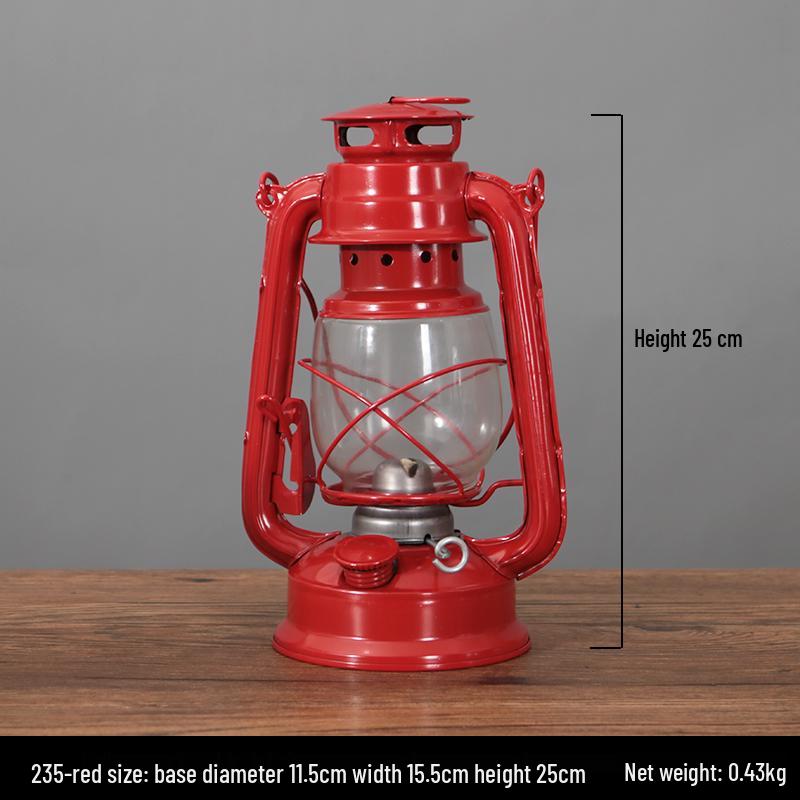 Vintage Wrought Iron Kerosene Hurricane Lamp - Nostalgic Camping Decor & Photography Prop