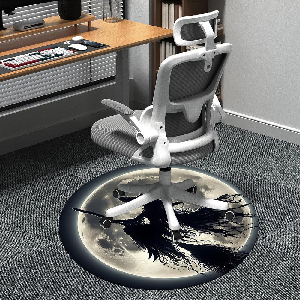 1pc Moon Witch Office Round Area Rug, Under Office Chairs Bedroom Living Room Home Decor, Room Deco, Available in Various Sizes