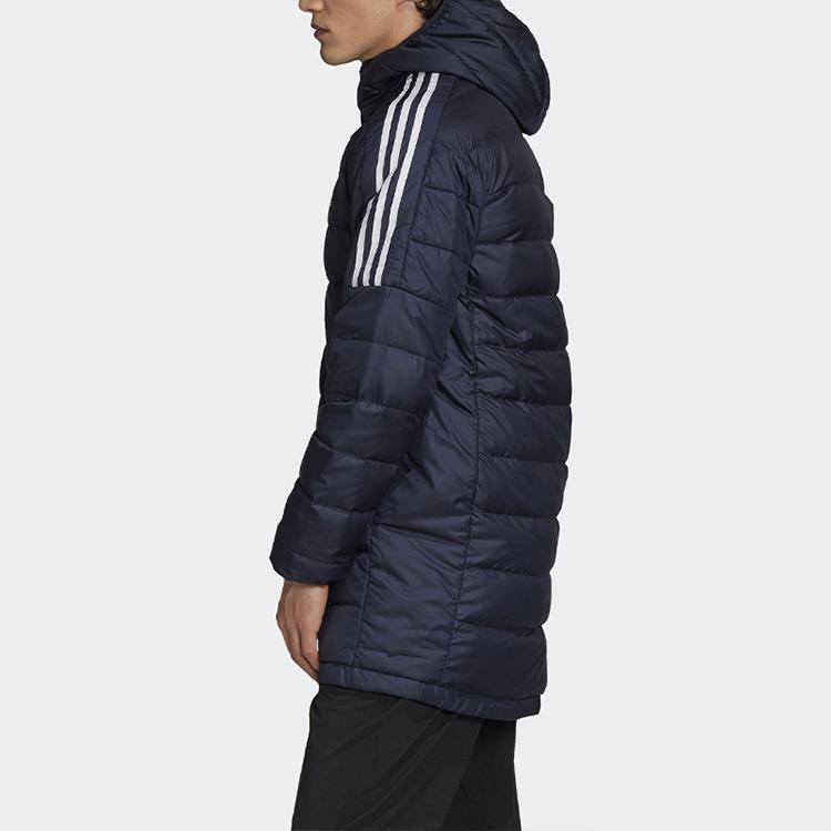 Adidas Colorblock Three-Stripe Sports Warm Jacket Long Sleeve Down Coat Men Outerwear Dark-Blue GH4605
