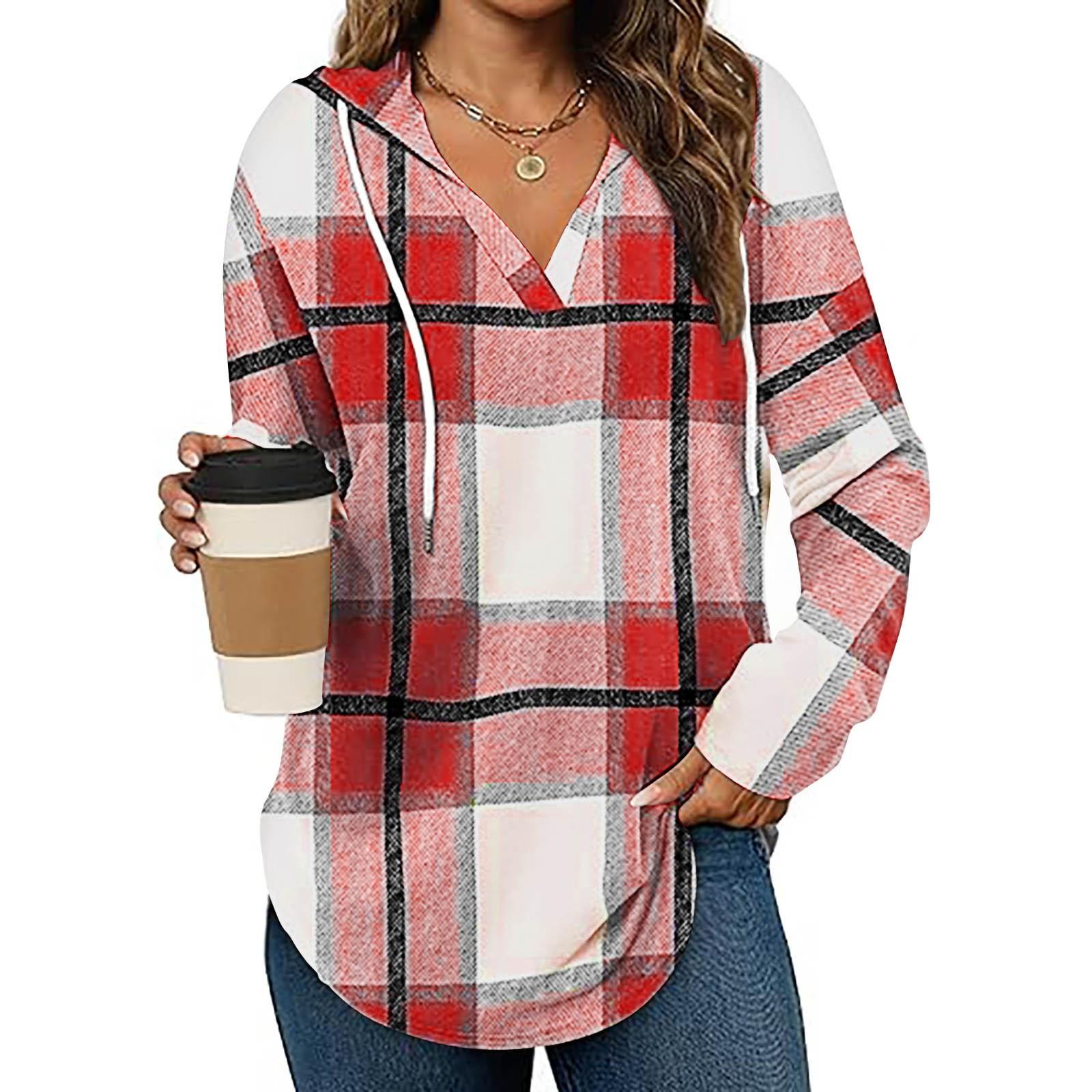 

Womens Fashion Tops Hoodies For Women Pullover Oversized Sweatshirts Long SLeeve Shirts Loose Fit XL красный