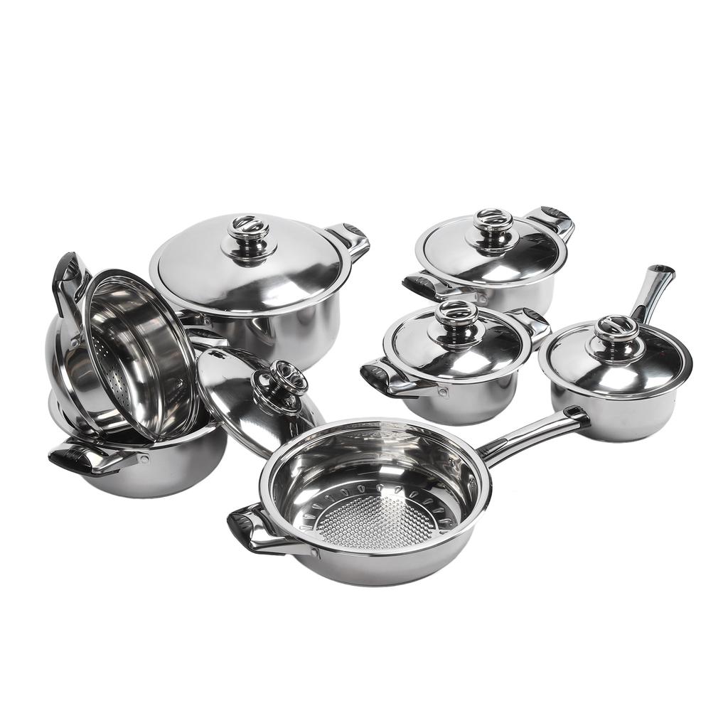 Set de vase din oțel inoxidabil Conducție uniformă a căldurii Oale Tigăi Oală pentru supă Grătar pentru aburi Kit de gătit pentru