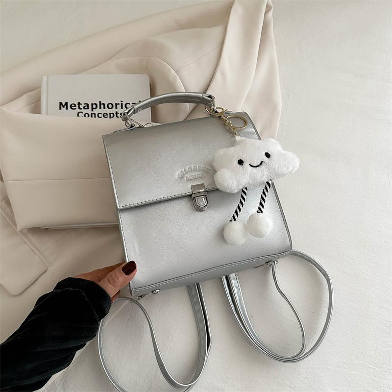 Niche Solid Color Backpack Women'S High-Value Handbag Large-Capacity Travel Retro Small Backpack