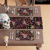 Sugar Skull Colorful Flowers Mexican Style Dia De Los Muertos Placemats Set of 4 Day of The Dead Table Mats