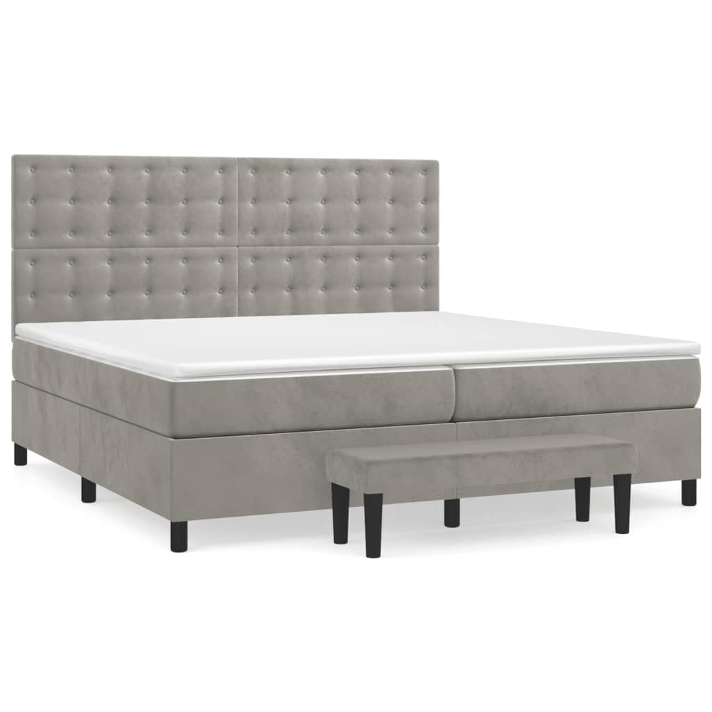 Vidaxl Letto Continentale Con Materasso, Grigio Chiaro, Velluto, 200X200Cm