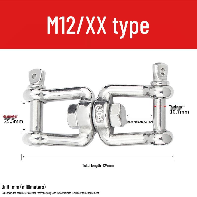 304 Stainless Steel Swivel Chain Shackle for Dog Chains and Connectors (M4, M5, M6, M8).