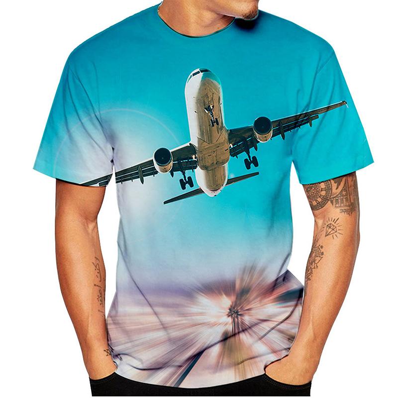 Airplane 3D Print T-Shirts Men Women Aircraft Pattern Y2k Graphic Tee Tops Kids Street Oversized Fashion Short Sleeve T Shirt