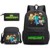 Large Capacity Schoolbag with Shoulder Strap; Student Three-piece Pencil Case Set