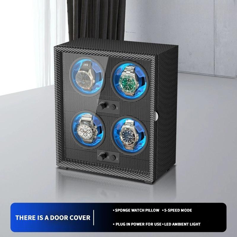 1 2 4 6 Slot High-End Automatic Watches Box Carbon Fiber Texture Automatic Winding Rocking Device Luxury Wood Watch Winder