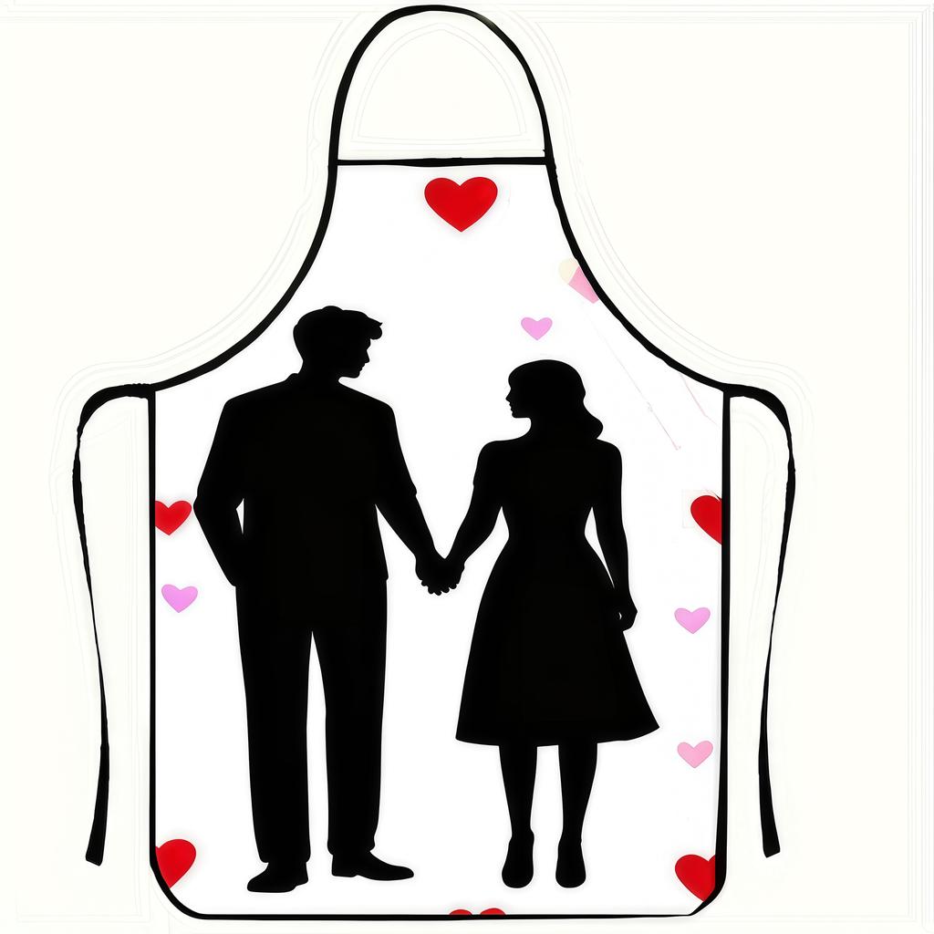 New Love Printed Kitchen Apron, Oil Resistant and Stainproof Waterproof Apron, Valentine's Day Series Hoodie Kitchen Accessories