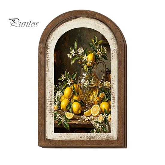 Nordische Heimwanddekoration Zitrone Bogenkunstdekor, Pastorale Blumen Holzschild, Einweihungsgeschenk für neuen Stil Küche Schlafzimmer Wohnzimmer