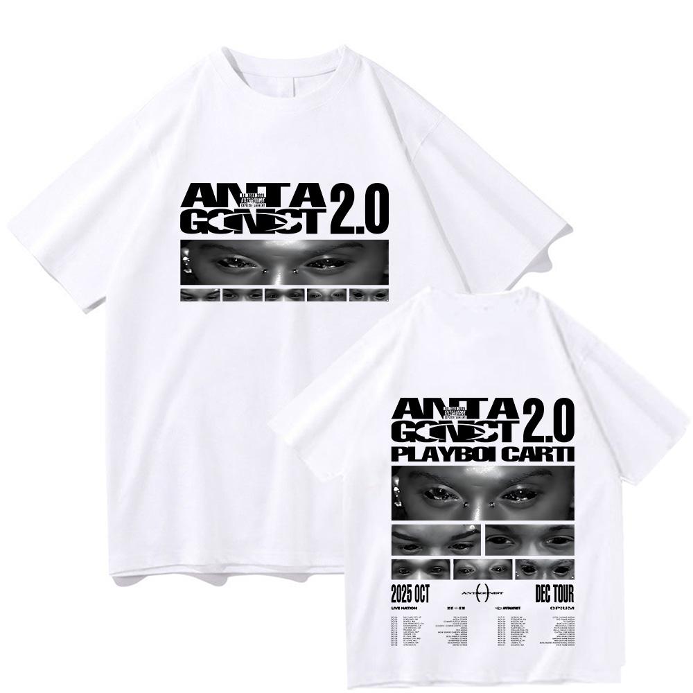 Rapper Playboi Carti Antagonist Tour T-shirts Mens Clothing Hip Hop 90s Vintage T Shirts Male Casual Cotton Streetwear