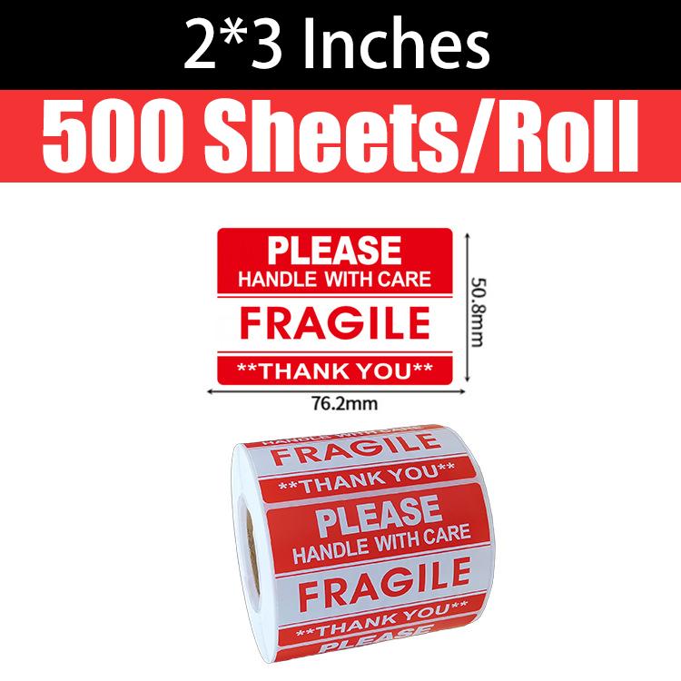 1000/500PCS English Fragile Stickers The Goods Please Handle With Care Warning Express Labels DIY Supplies