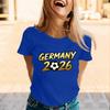 Women’s Casual Crew Neck Short Sleeve Pullover T-Shirt with Germany 2026 Letter Print Soccer Graphic Top for Supporters