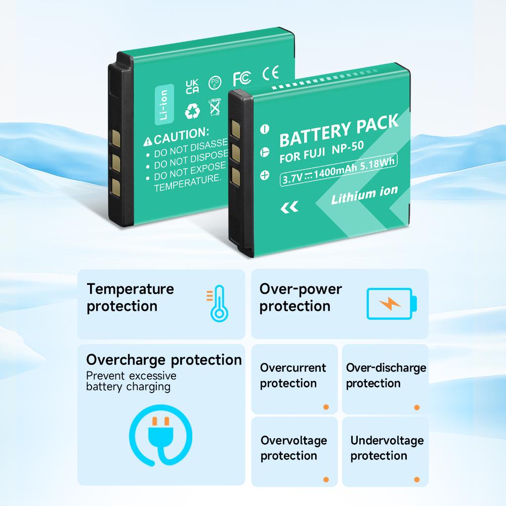 PALO 1400mAh NP-50 NP 50 Kameraakku für Fujifilm FinePix XF1 F200EXR F100fd XP100 XP170 X10 X20 XP200 F70EXR + LED-Ladegerät