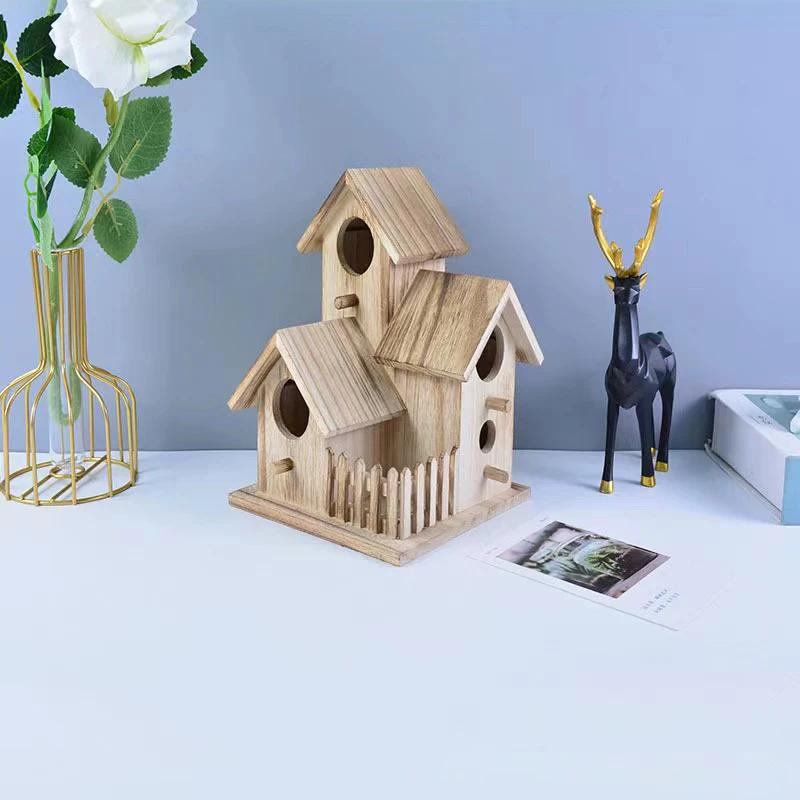 Outside Wooden Bird Nest Natural Wood Bird Hut Hummingbird House Clearance Bird Wild Nest Birdhouse Decor Garden For Craft Home