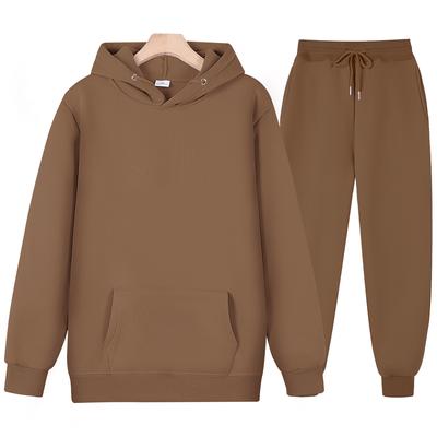 Male and Female Casual Sports Suits Autumn Winter Pullover Hoodies Sets Male Solid Color Joggers Pants Suit