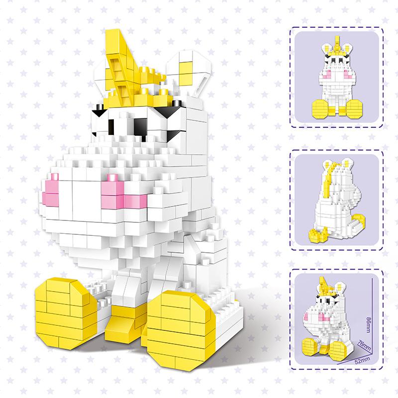 Cute Magic Mini Blocks Cartoon Dinosaur Model Anime Building Toy Juguetes Auction Figure Kids Gifts Girls Present