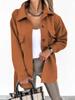 Women Winter Wool Coat with Lace Trim Long Sleeve Solid Color Autumn Fashion