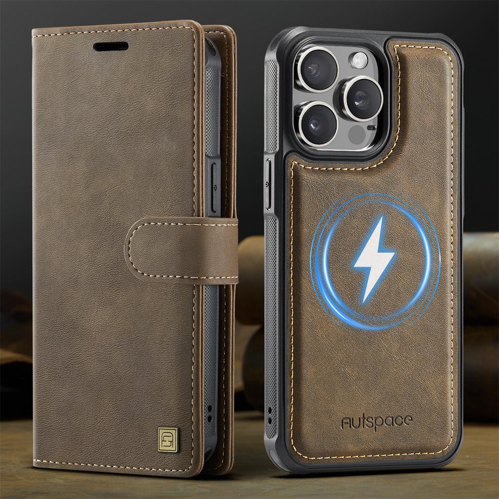 2-in-1 Magnetic Detachable Wallet Case for iPhone 15/15 Pro/15 Pro Max/15 Plus - PU Leather, Card Slots, MagSafe Charging, 360° Protection & Kickstand