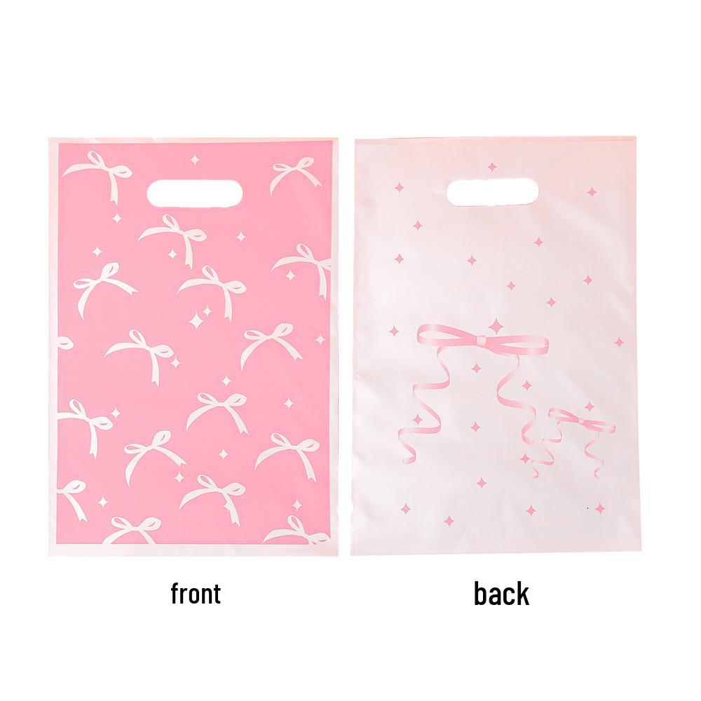 

Pink Bow Print Handbag - Cute Festival Party Gift & Candy Bag Printed Design (10 pcs/bag) 16.5*25cm