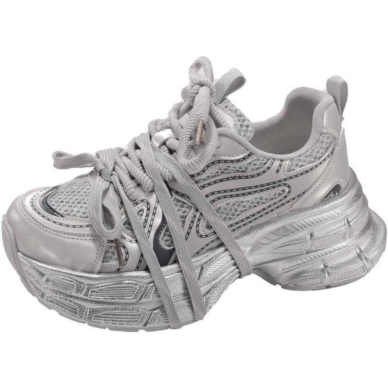 Paris 6cm thick-soled dad shoes women's mesh breathable 2025 autumn new versatile height-increasing running casual sports shoes