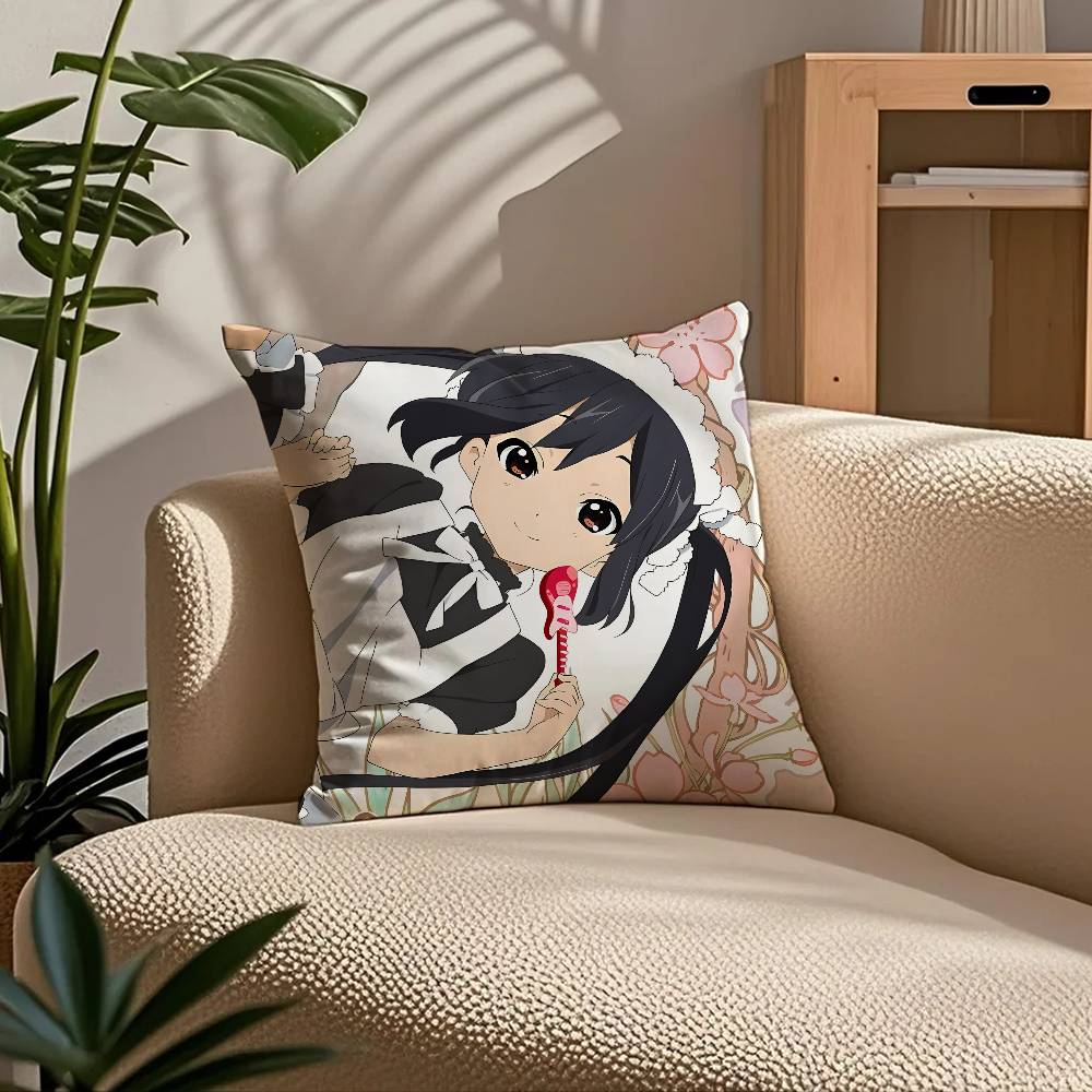 Classic Anime K-K-ON Pillow Case Comfort Sofa Bed Silky elegant Invisible zipper Custom Decorative cushion cover