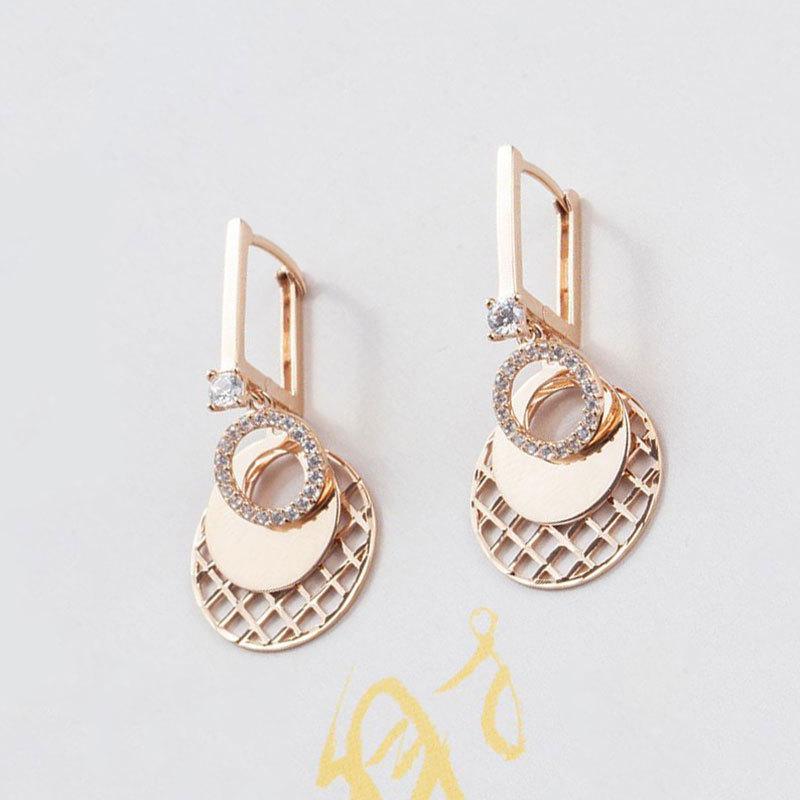 Purple Gold Ear Buckle Fashion Trend Diamond-Plated Rose Gold Sequined Mesh Colored Gold Earrings