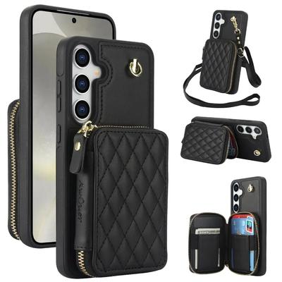 Crossbody Wrist Strap Case for Samsung Galaxy S25 Ultra S24 FE S23 S22 Plus A14 A54 A15 A35 A55 Wallet with Card Holder Cover
