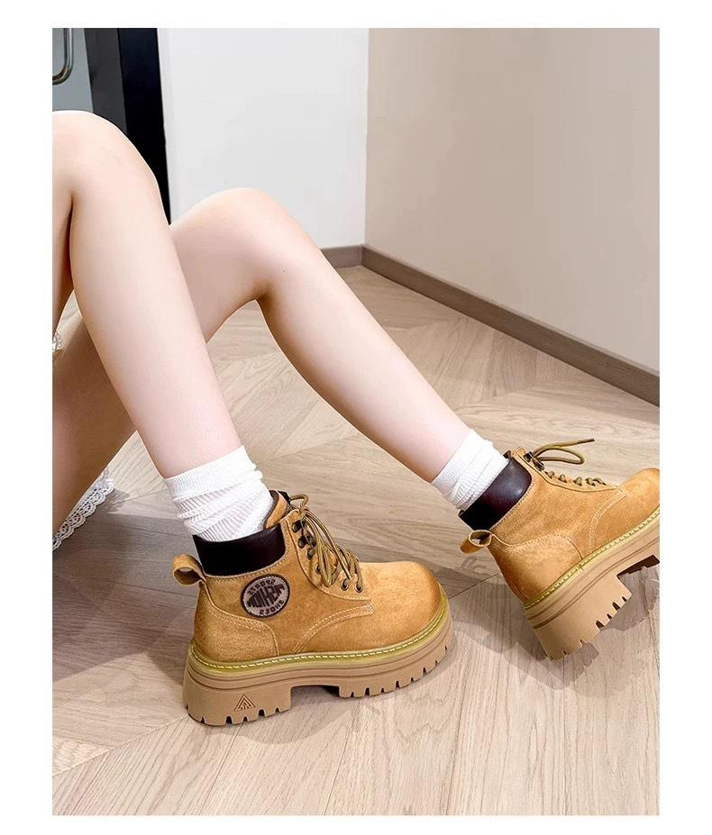 

Martin boots women s shoes 2025 new British style heightening rhubarb boots spring and autumn small four-season short boots thick sole 35