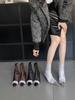 fashion Silk Women Ankle Boots Pointed Toe Winter Boots Woman Thin High Heels Back Zipper Rhinestone Chain Autumn Spring Boots Woman 40