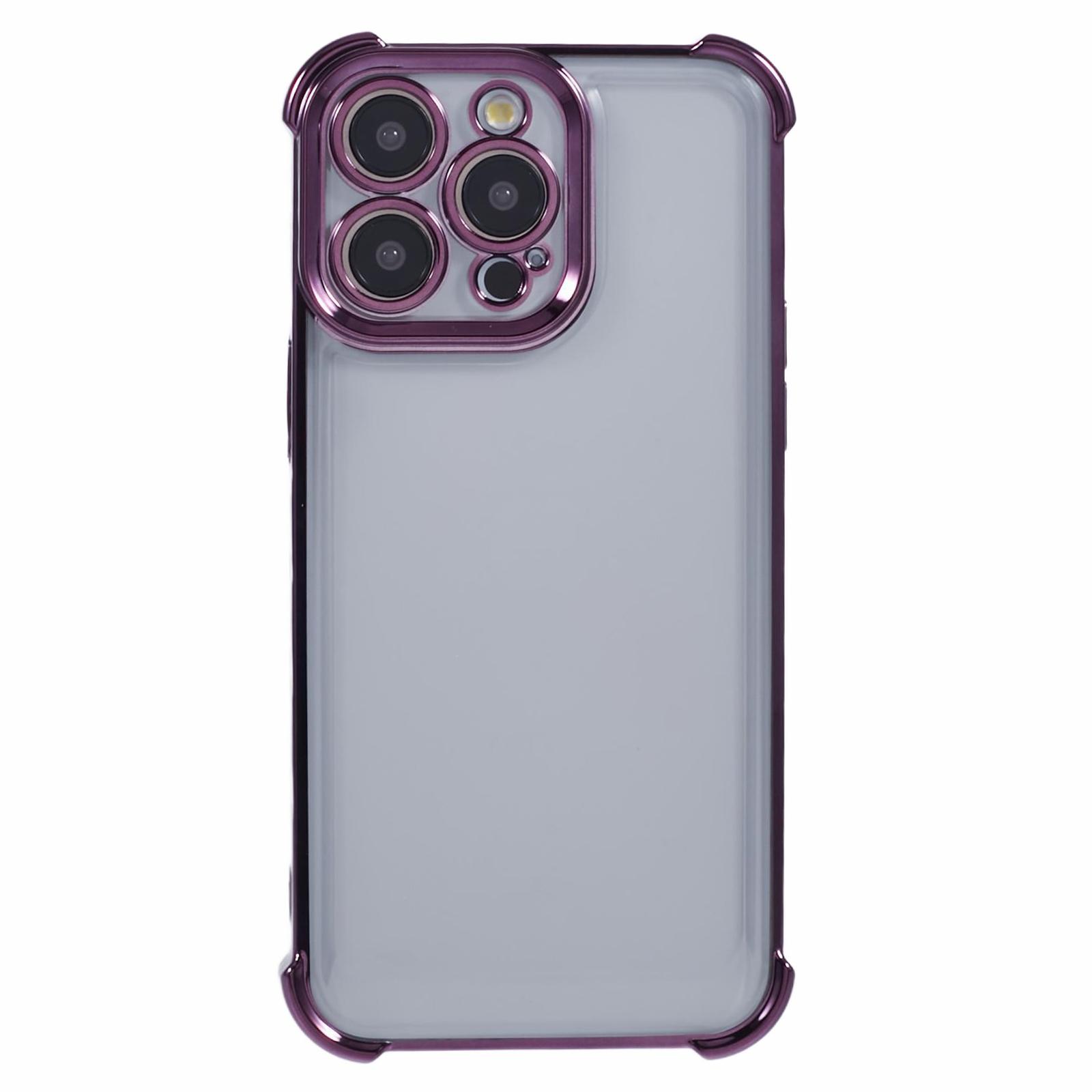 

For iPhone 12 Pro Max Case Love Heart Frame Electroplated TPU Phone Cover Dark Purple