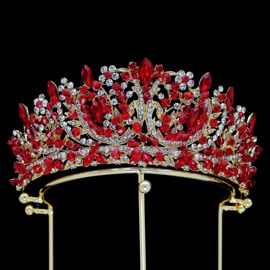 Elegant European and American Multi Color Alloy Crystal Wedding Headdress Bridal Crown