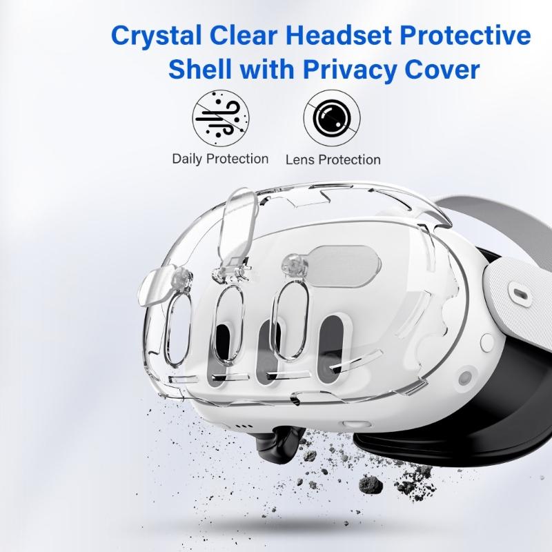 VR Headset Storage Protections Set for Quest3 Helmet Crystal Cover Drawstring Bag Silicone Grip Cover Lens Guard