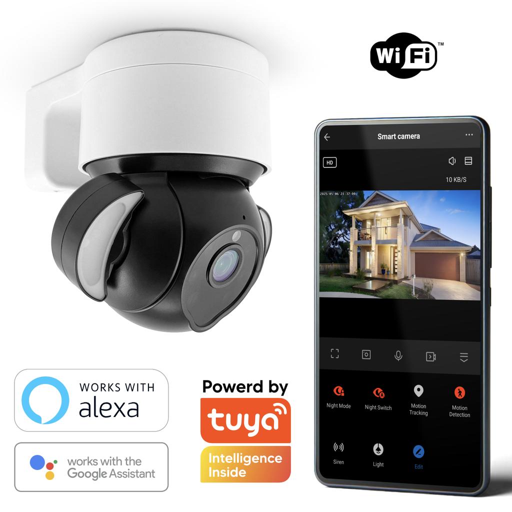 Outdoor IP Rotating PTZ Camera Tuya Wifi Full HD 1080P IR LEDs Detection