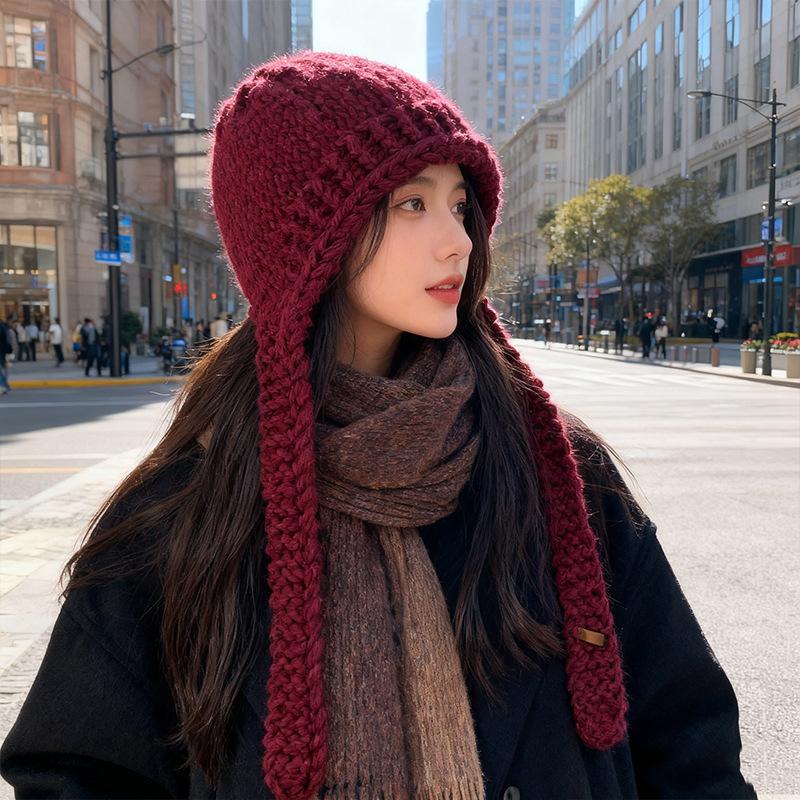 

Autumn and Winter New Blue Balaclava Women s Warm Knitted Pullover Outdoor Windproof and Cold Proof Lei Feng Hat for Men M（56-58cm）
