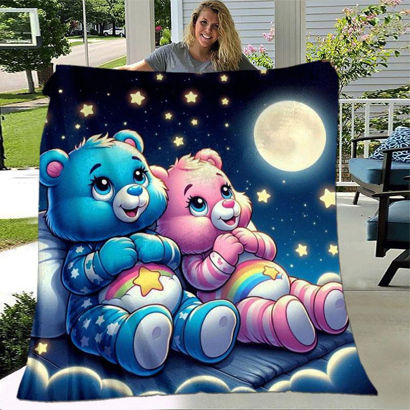 1pc Bear Printing Lightweight Flannel Blanket, Comfortable and Warm Blanket, for Camping Sofa Bed and Couch Office, In All Seasons