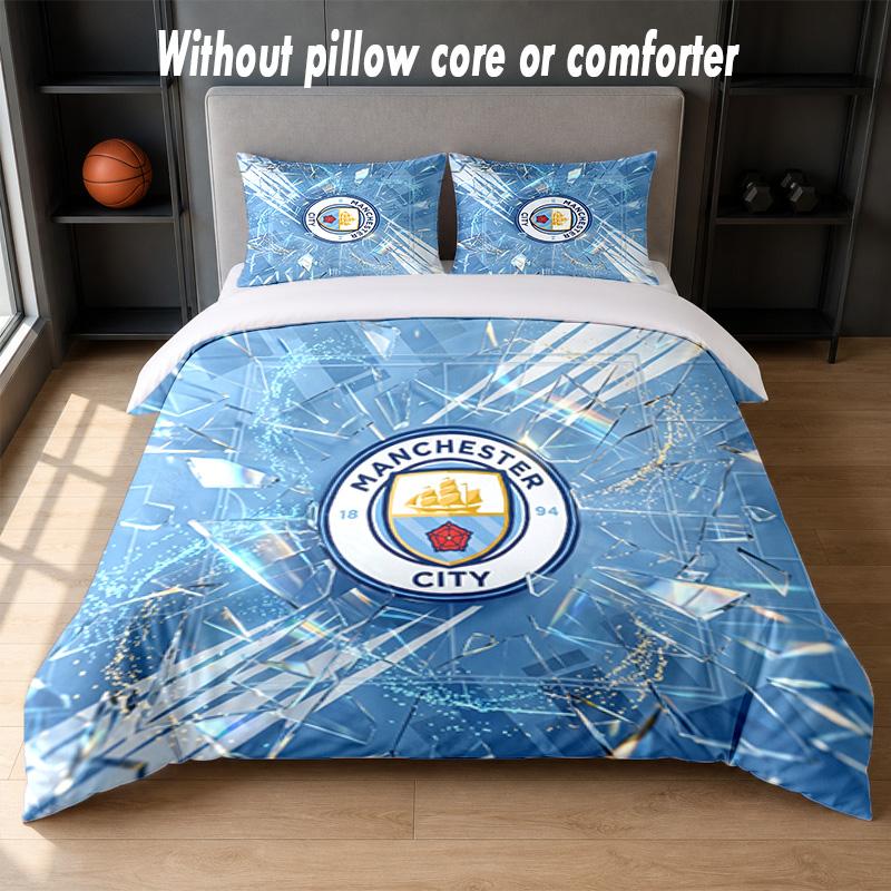 Designové povlečení Manchester City 1 povlak na přikrývku + 2 povlaky na polštář Měkké prodyšné domácí lůžkoviny
