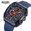 SKMEI 2603 Countdown LED Light Sport Wristwatch for Youth Men's Tonneau Digital Watch Waterproof Silicone Strap 3Time Chrono