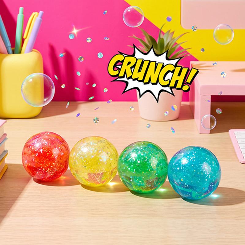 Glitter Squeezable Stress Balls Soft Stretchy Texture Desk Fidget Toys for Kids Adults Office Work Pressure Relief