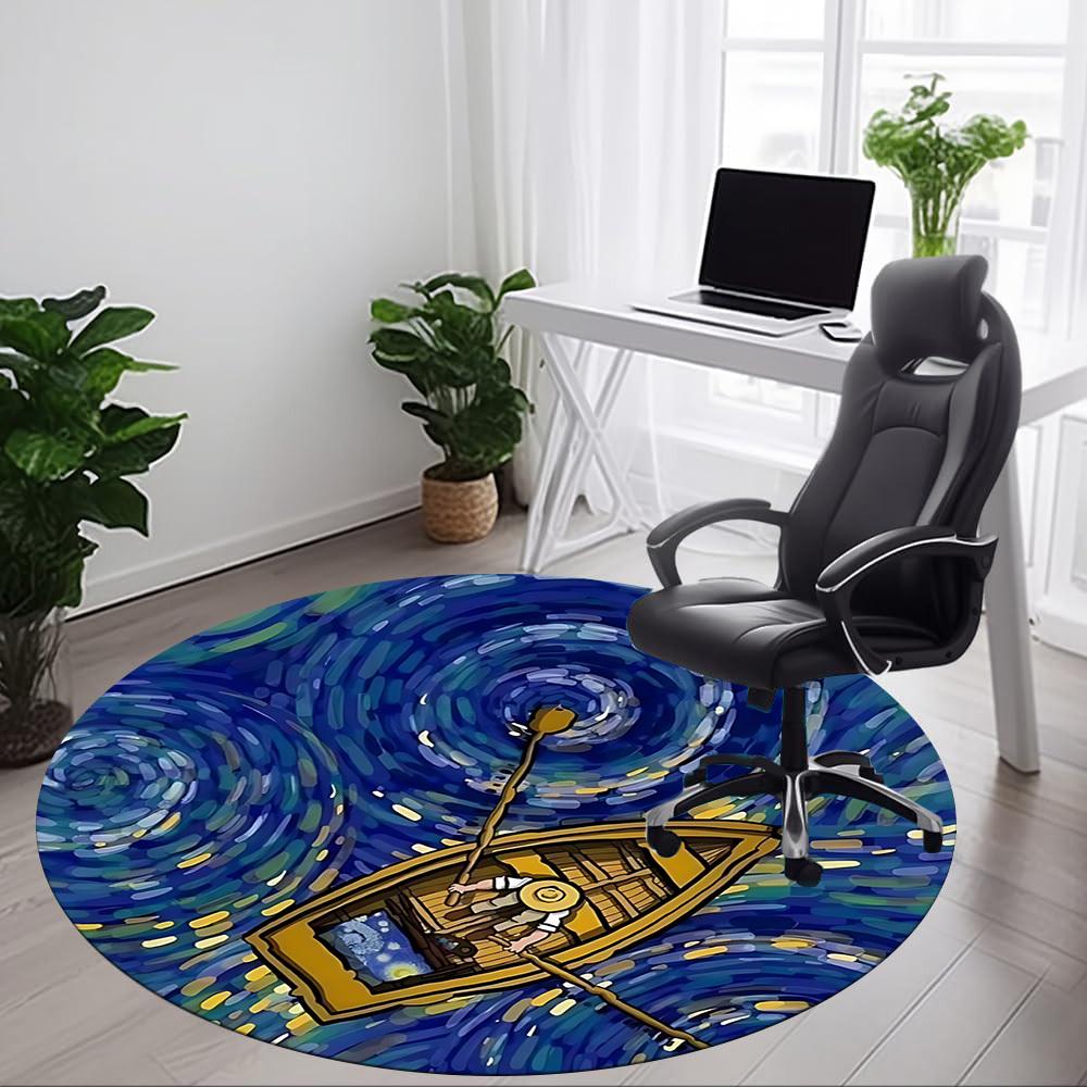 1pc Boat Starry Office Round Rug, Non-slip, Soft and Durable Office Rug for Interior Decoration, Perfect for Office, Beautiful Decoration yy260323092