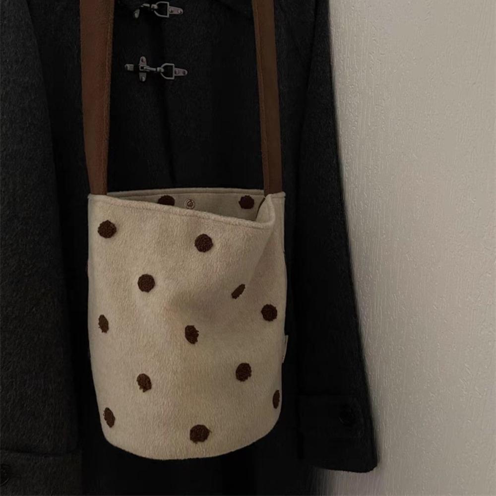 Bubble Tea Polka Dot Bucket Bag Polka Dot Bag 2025 New Niche Design Shoulder Messenger Bag Commuter Bag Women